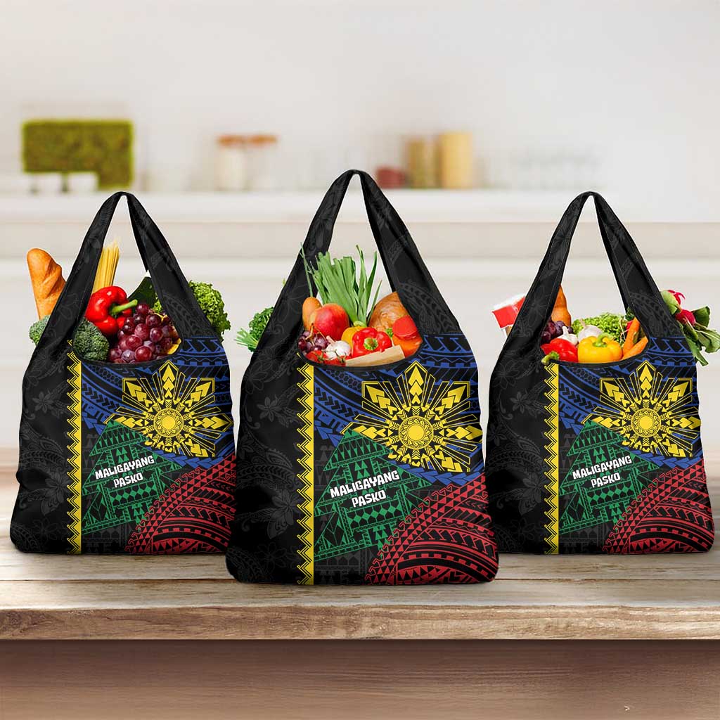 Philippines Christmas Grocery Bag Xmas Tree Filipino Tribal Patterns - Polynesian Pride