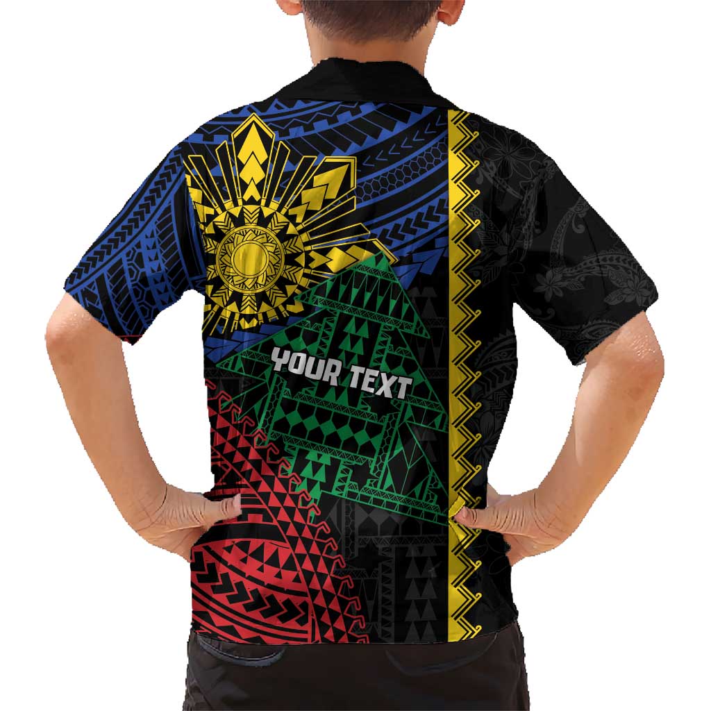 Personalised Philippines Christmas Kid Hawaiian Shirt Xmas Tree Filipino Tribal Patterns - Polynesian Pride