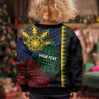 Personalised Philippines Christmas Kid Ugly Christmas Sweater Xmas Tree Filipino Tribal Patterns - Polynesian Pride