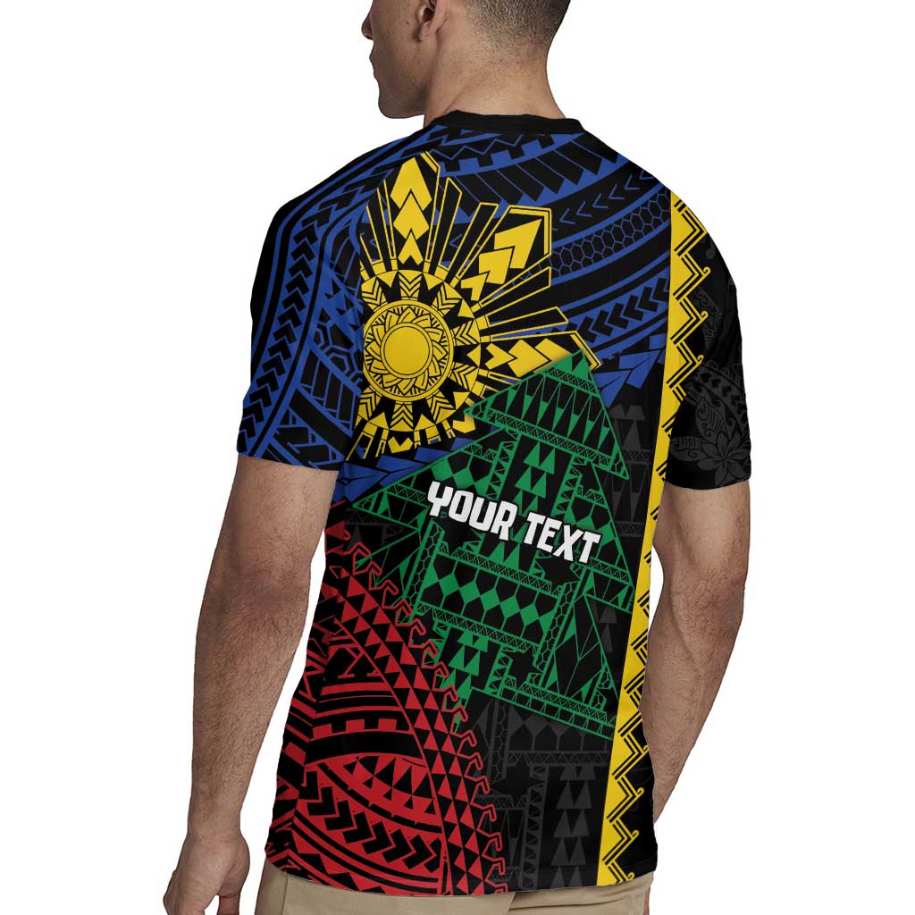 Personalised Philippines Christmas Rugby Jersey Xmas Tree Filipino Tribal Patterns - Polynesian Pride