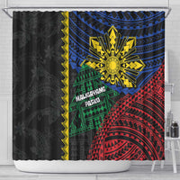 Philippines Christmas Shower Curtain Xmas Tree Filipino Tribal Patterns - Polynesian Pride