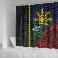 Philippines Christmas Shower Curtain Xmas Tree Filipino Tribal Patterns - Polynesian Pride