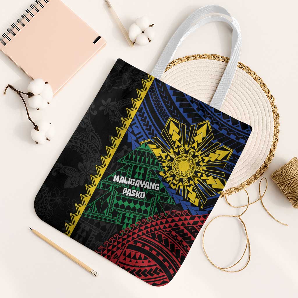 Philippines Christmas Tote Bag Xmas Tree Filipino Tribal Patterns - Polynesian Pride