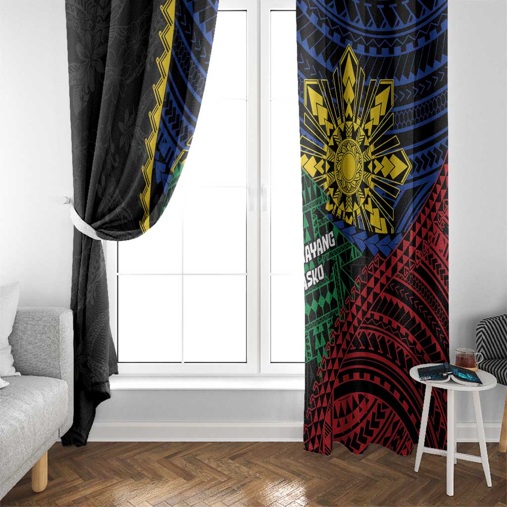 Philippines Christmas Window Curtain Xmas Tree Filipino Tribal Patterns - Polynesian Pride