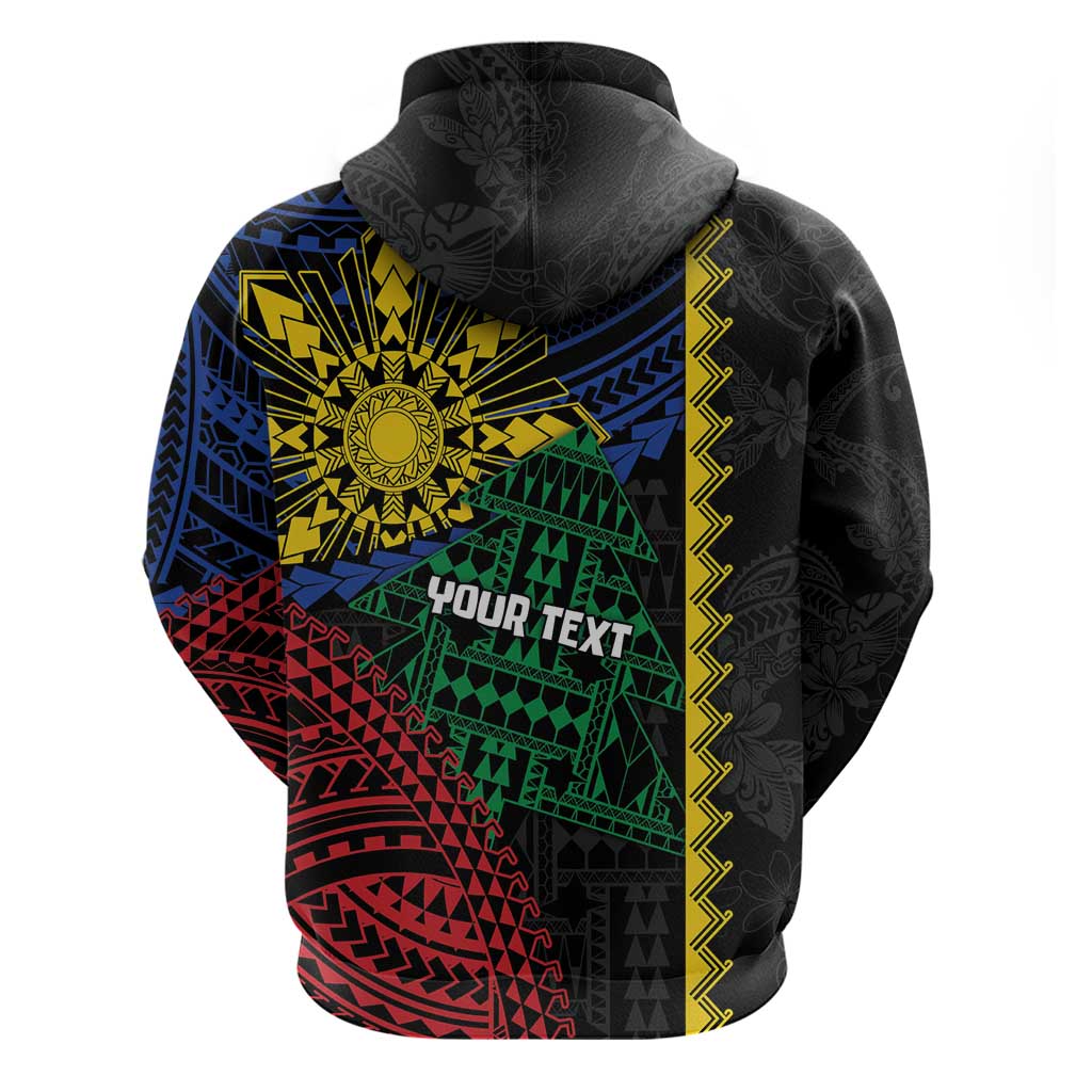 Personalised Philippines Christmas Zip Hoodie Xmas Tree Filipino Tribal Patterns - Polynesian Pride