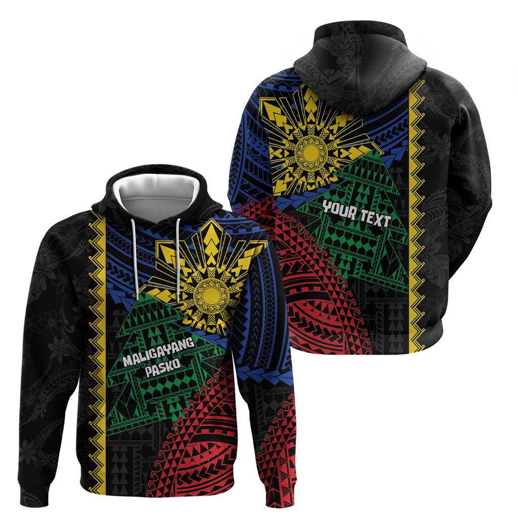 Personalised Philippines Christmas Zip Hoodie Xmas Tree Filipino Tribal Patterns - Polynesian Pride