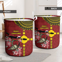 Rotuma Christmas Laundry Basket Rotuma Myzomela Birds With Hibiscus Flowers - Polynesian Pride