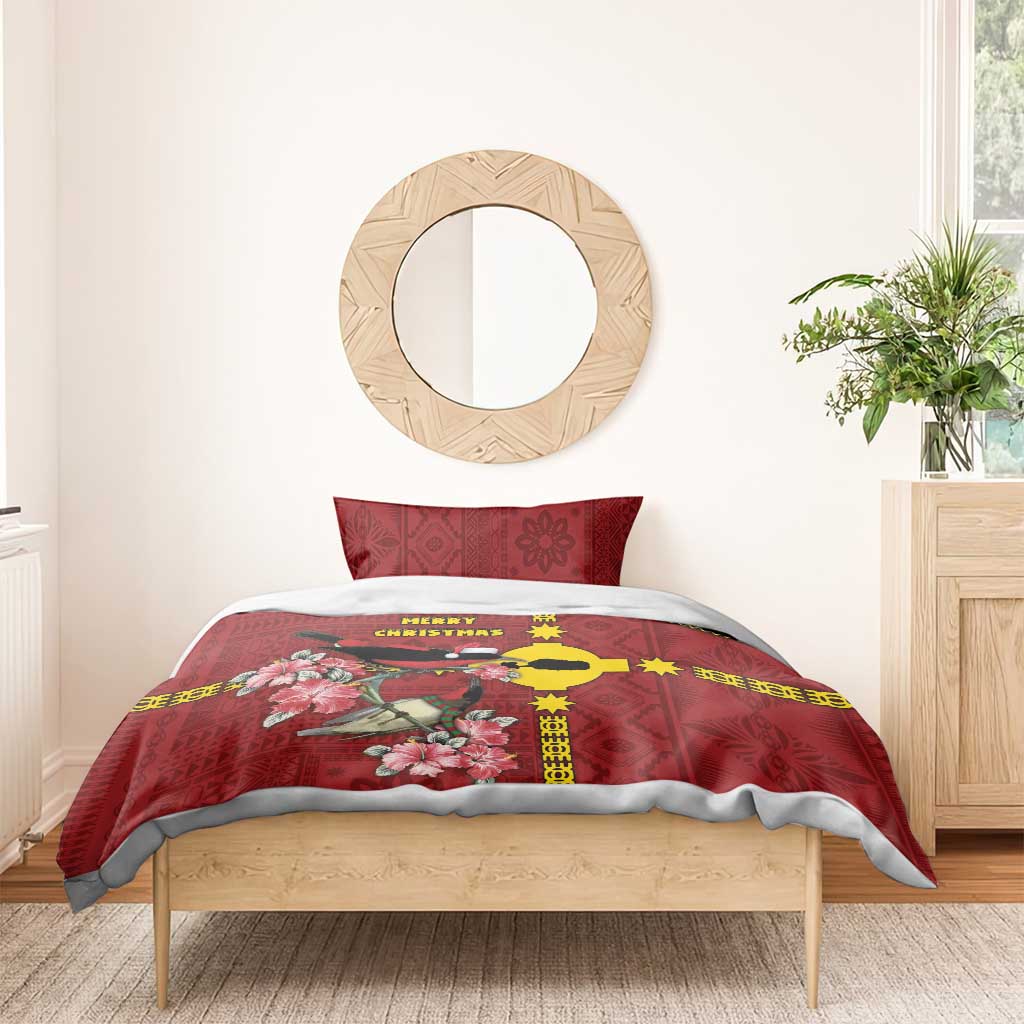 Rotuma Christmas Bedding Set Rotuma Myzomela Birds With Hibiscus Flowers - Polynesian Pride