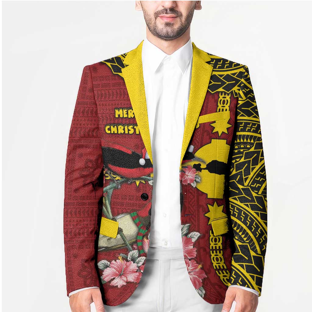 Rotuma Christmas Blazer Rotuma Myzomela Birds With Hibiscus Flowers - Polynesian Pride