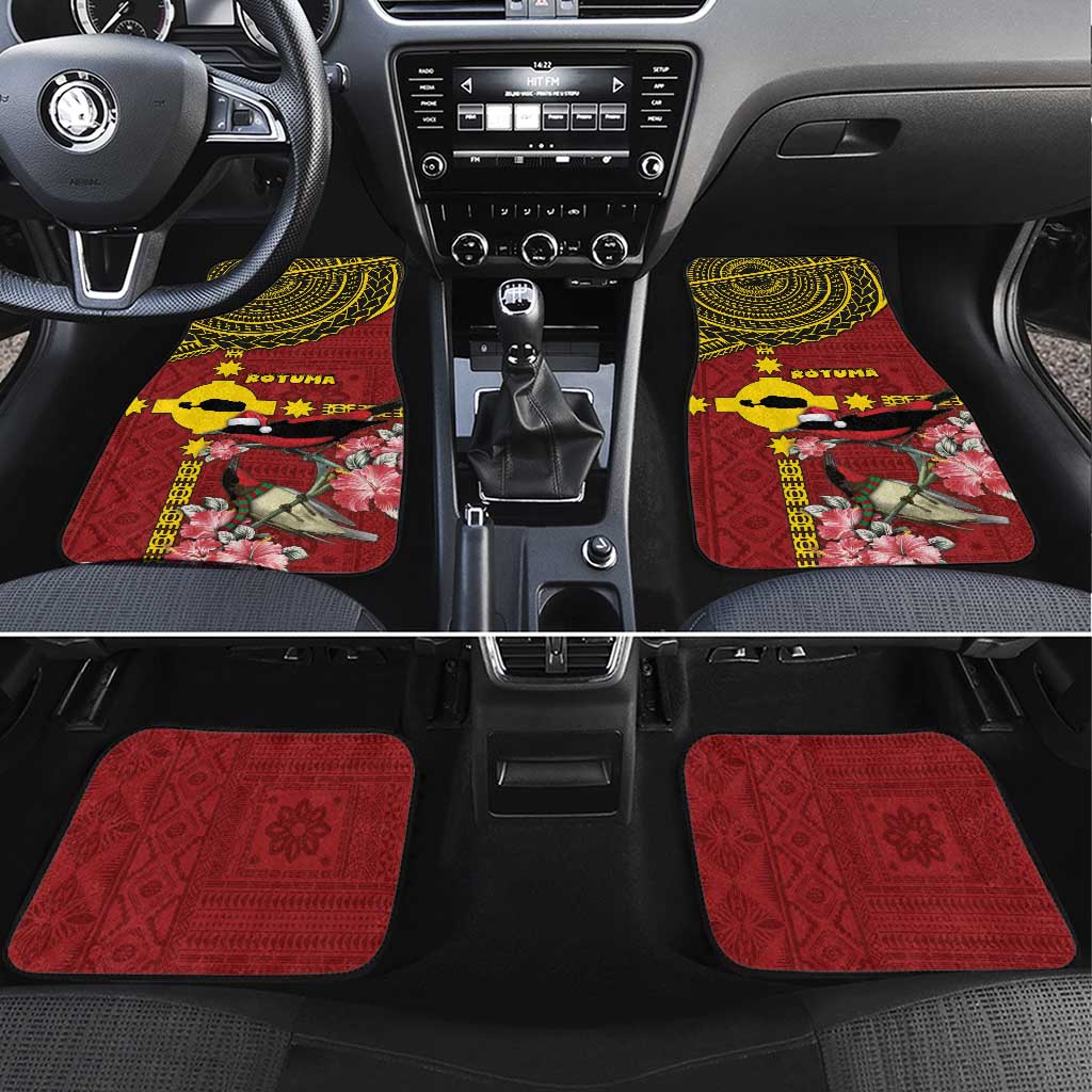Rotuma Christmas Car Mats Rotuma Myzomela Birds With Hibiscus Flowers - Polynesian Pride