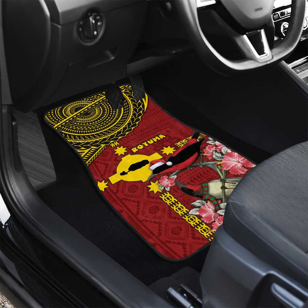 Rotuma Christmas Car Mats Rotuma Myzomela Birds With Hibiscus Flowers - Polynesian Pride