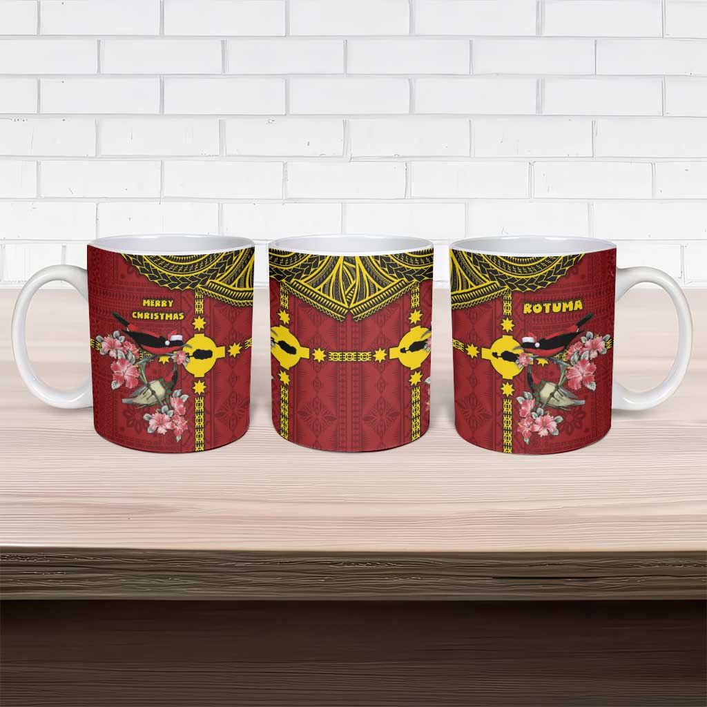 Rotuma Christmas Ceramic Mug Rotuma Myzomela Birds With Hibiscus Flowers - Polynesian Pride
