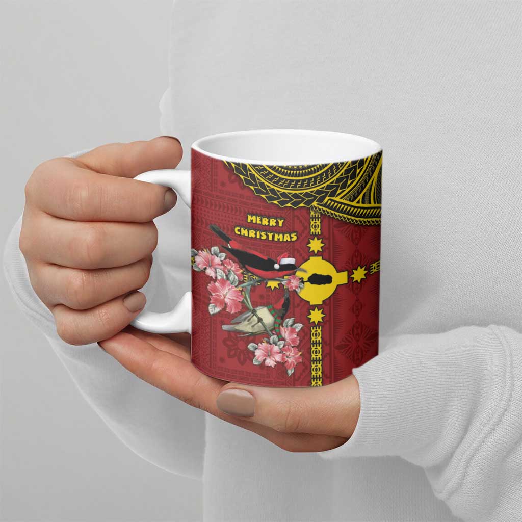 Rotuma Christmas Ceramic Mug Rotuma Myzomela Birds With Hibiscus Flowers - Polynesian Pride