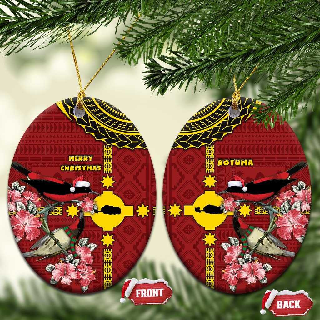 Rotuma Christmas Ceramic Ornament Rotuma Myzomela Birds With Hibiscus Flowers - Polynesian Pride