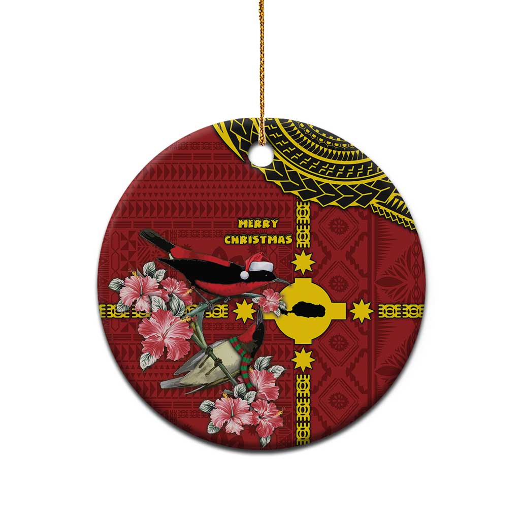 Rotuma Christmas Ceramic Ornament Rotuma Myzomela Birds With Hibiscus Flowers - Polynesian Pride