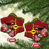 Rotuma Christmas Ceramic Ornament Rotuma Myzomela Birds With Hibiscus Flowers - Polynesian Pride