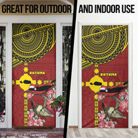 Rotuma Christmas Door Cover Rotuma Myzomela Birds With Hibiscus Flowers - Polynesian Pride