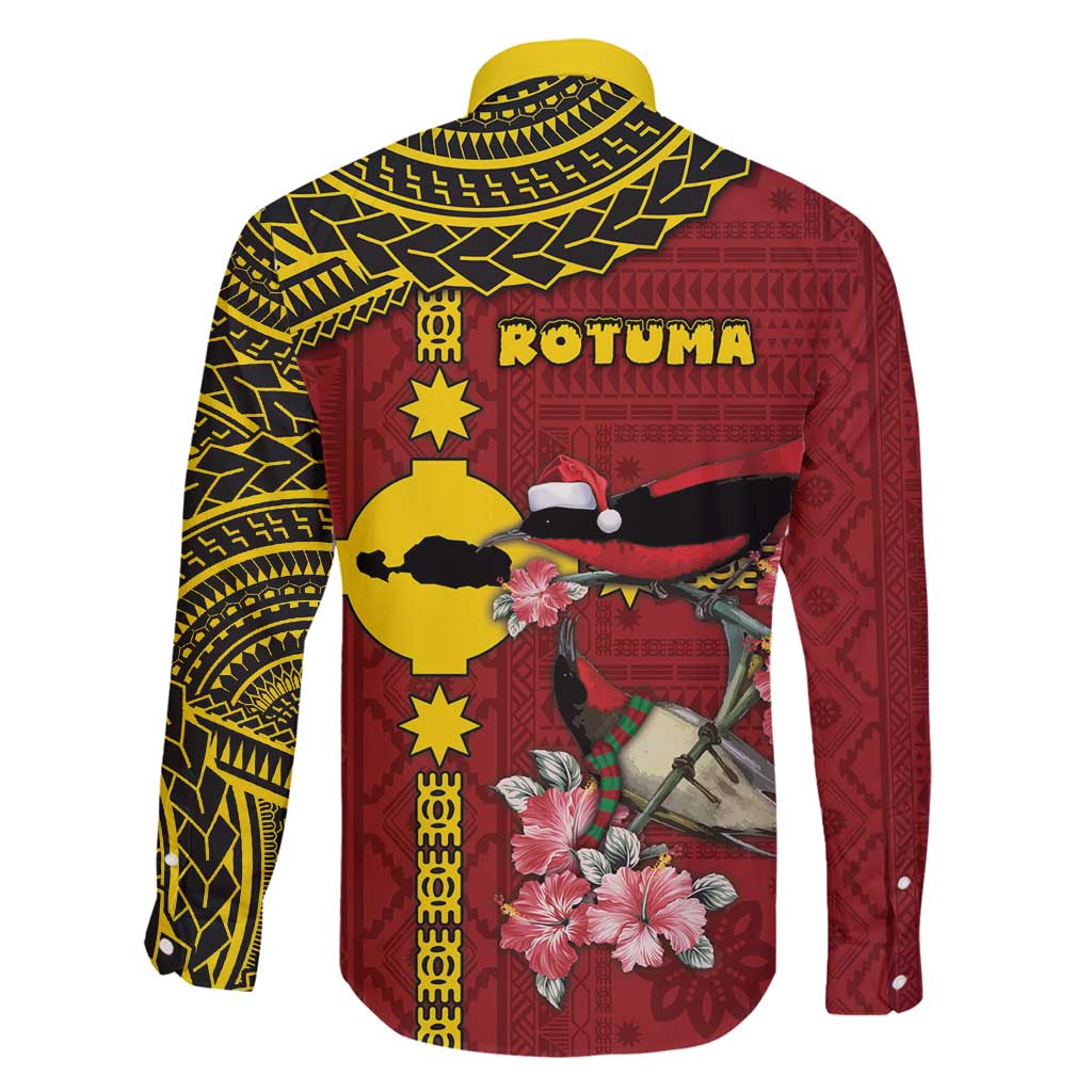 Rotuma Christmas Family Matching Mermaid Dress and Hawaiian Shirt Rotuma Myzomela Birds With Hibiscus Flowers - Polynesian Pride