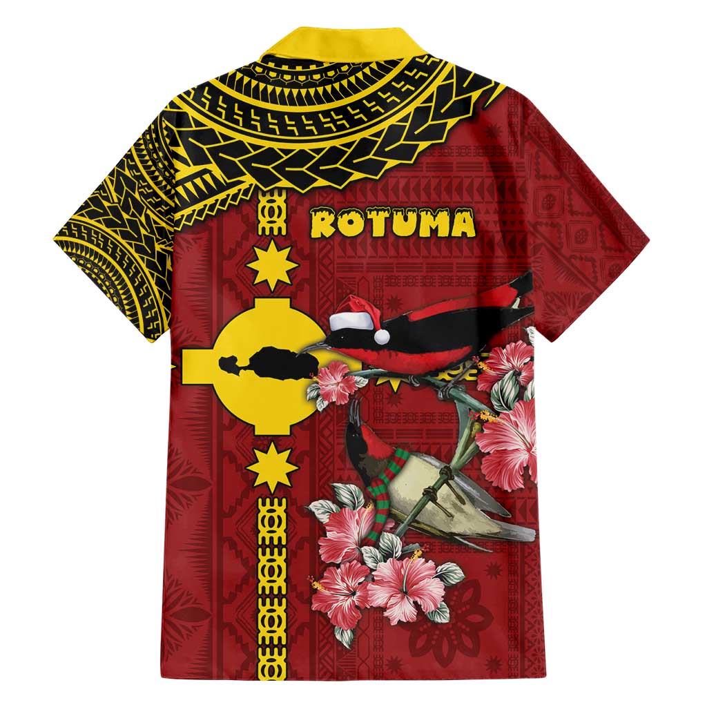 Rotuma Christmas Family Matching Short Sleeve Bodycon Dress and Hawaiian Shirt Rotuma Myzomela Birds With Hibiscus Flowers - Polynesian Pride