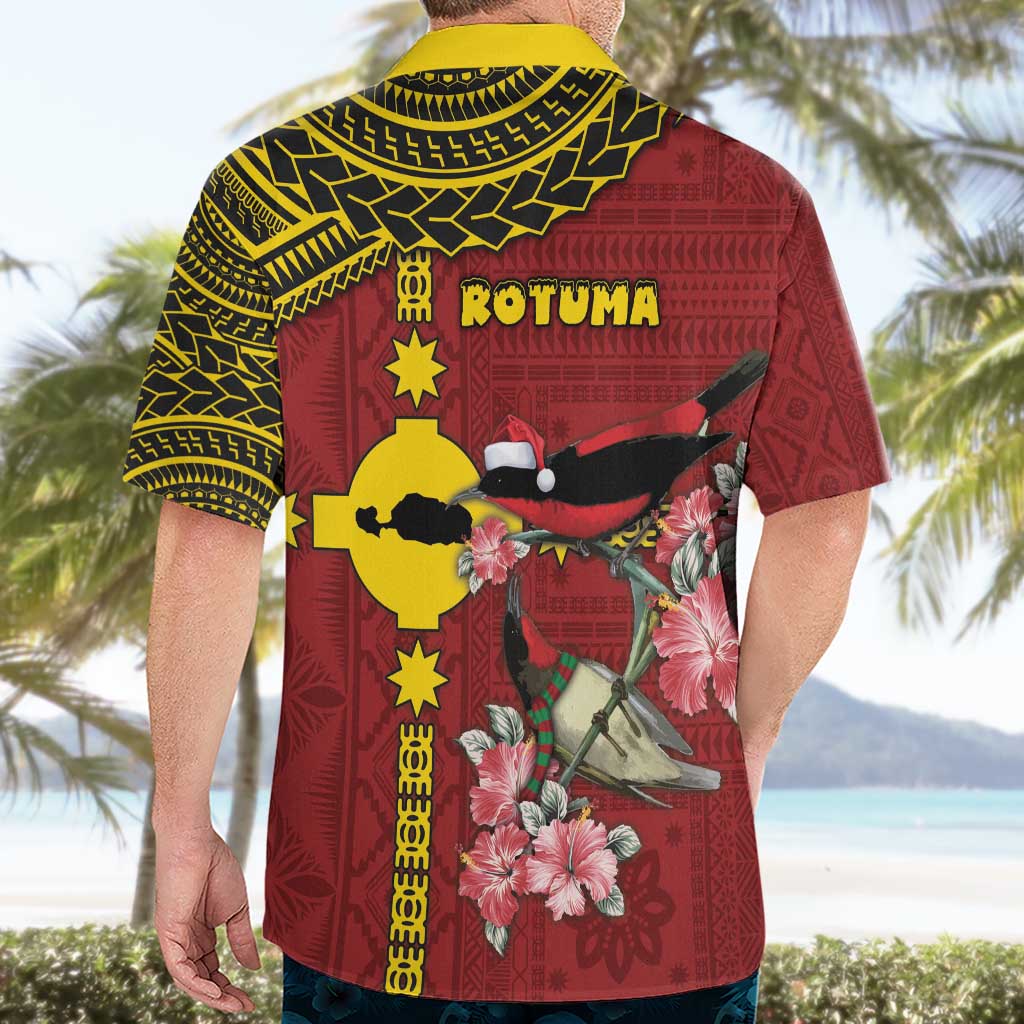 Rotuma Christmas Hawaiian Shirt Rotuma Myzomela Birds With Hibiscus Flowers - Polynesian Pride