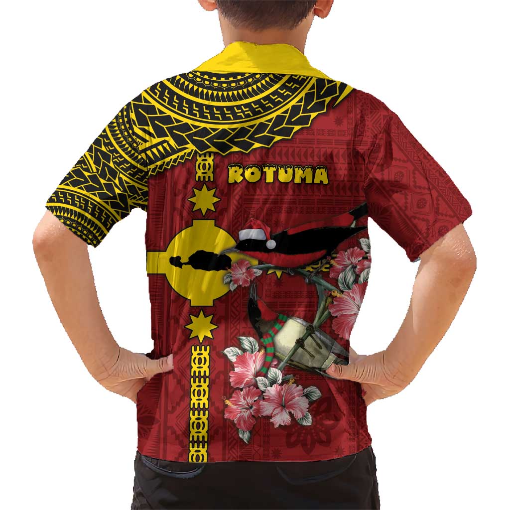 Rotuma Christmas Hawaiian Shirt Rotuma Myzomela Birds With Hibiscus Flowers - Polynesian Pride