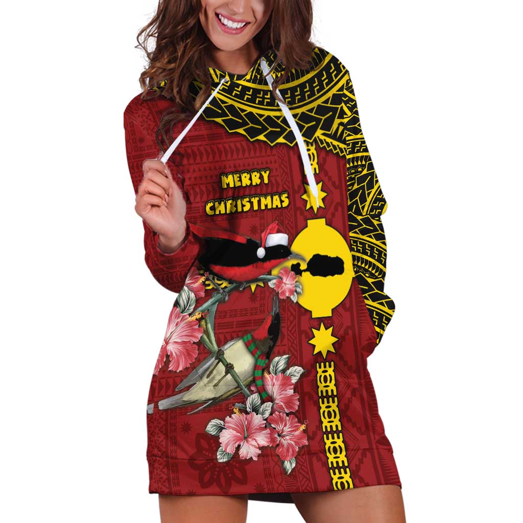 Rotuma Christmas Hoodie Dress Rotuma Myzomela Birds With Hibiscus Flowers - Polynesian Pride