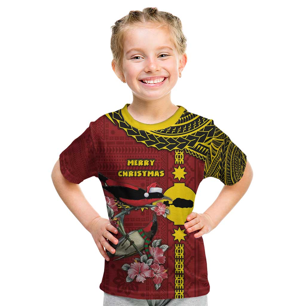 Rotuma Christmas Kid T Shirt Rotuma Myzomela Birds With Hibiscus Flowers - Polynesian Pride