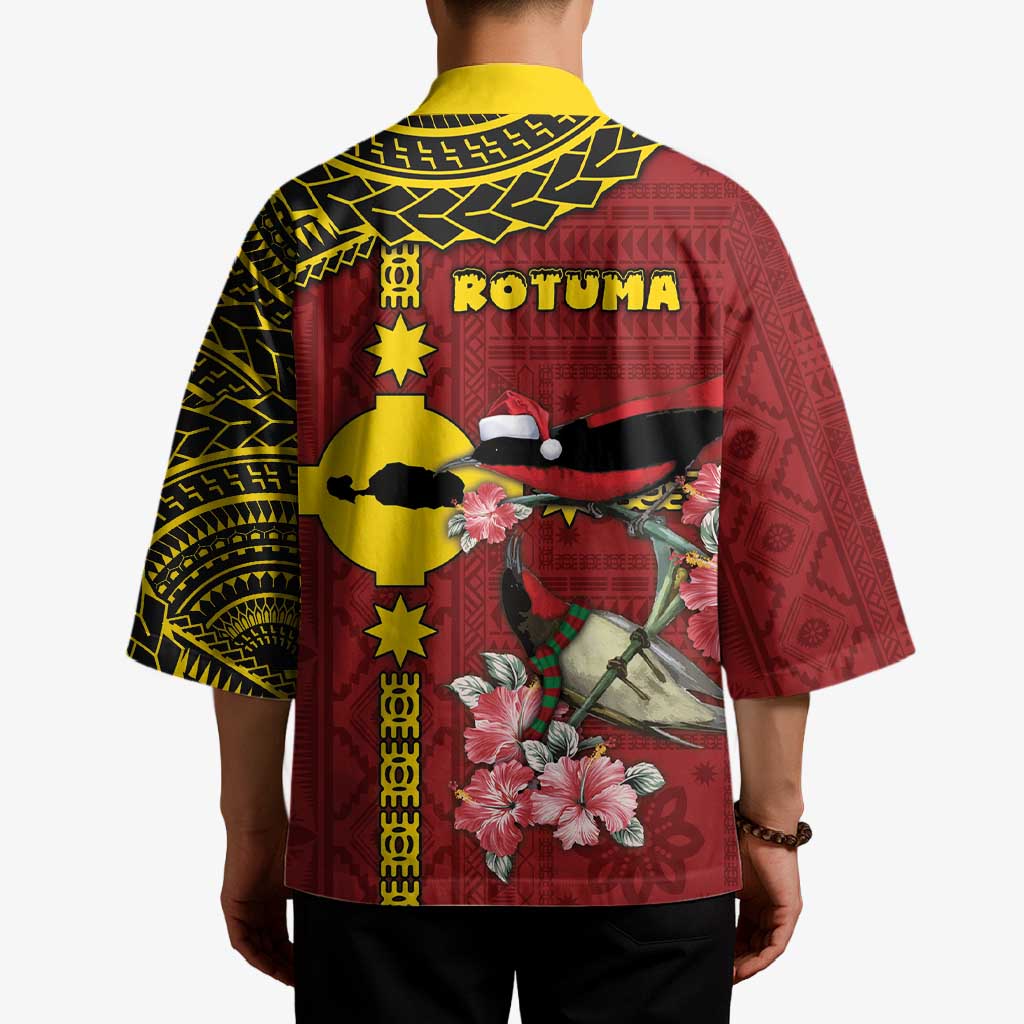 Rotuma Christmas Kimono Rotuma Myzomela Birds With Hibiscus Flowers - Polynesian Pride