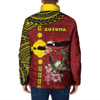 Rotuma Christmas Padded Jacket Rotuma Myzomela Birds With Hibiscus Flowers - Polynesian Pride