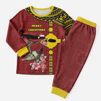 Rotuma Christmas Pajama Set Rotuma Myzomela Birds With Hibiscus Flowers - Polynesian Pride
