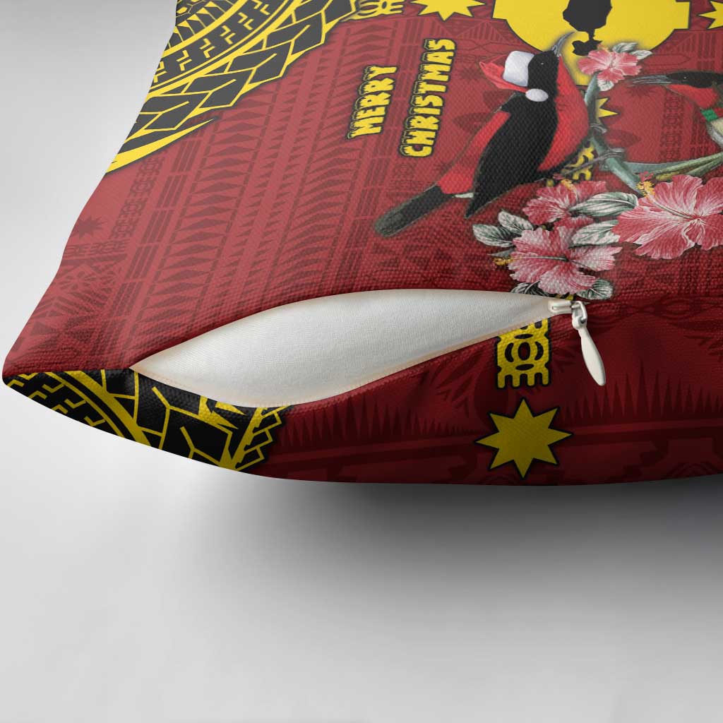 Rotuma Christmas Pillow Cover Rotuma Myzomela Birds With Hibiscus Flowers - Polynesian Pride