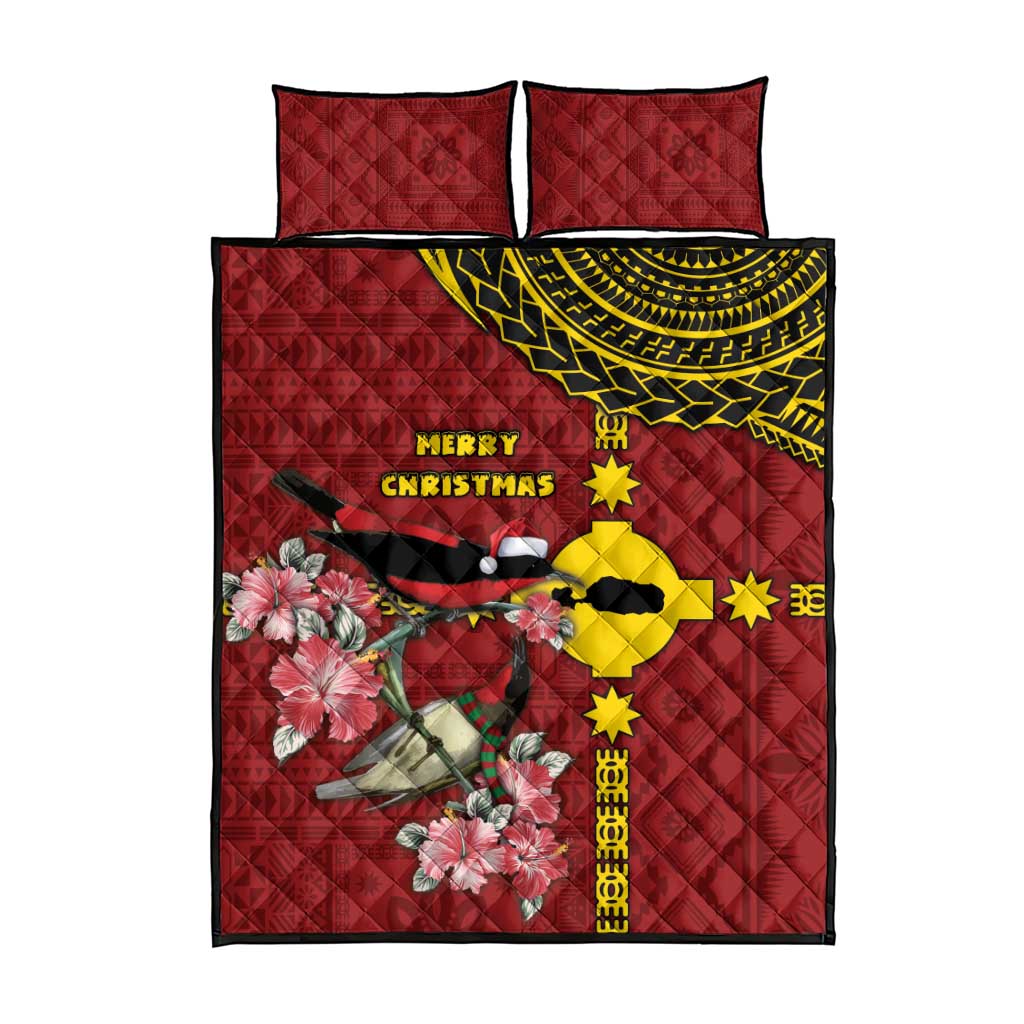 Rotuma Christmas Quilt Bed Set Rotuma Myzomela Birds With Hibiscus Flowers - Polynesian Pride