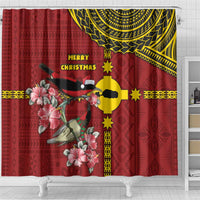 Rotuma Christmas Shower Curtain Rotuma Myzomela Birds With Hibiscus Flowers - Polynesian Pride