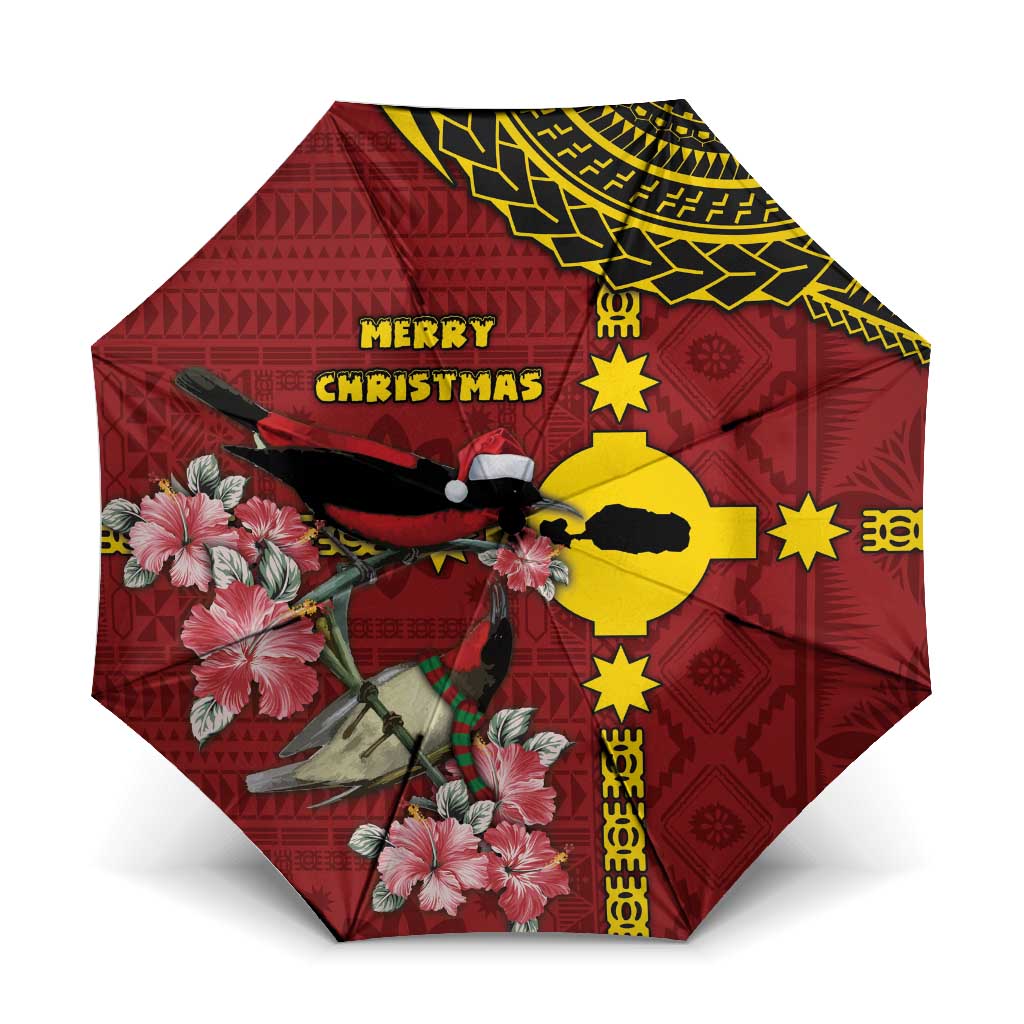 Rotuma Christmas Umbrella Rotuma Myzomela Birds With Hibiscus Flowers - Polynesian Pride