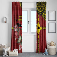Rotuma Christmas Window Curtain Rotuma Myzomela Birds With Hibiscus Flowers - Polynesian Pride