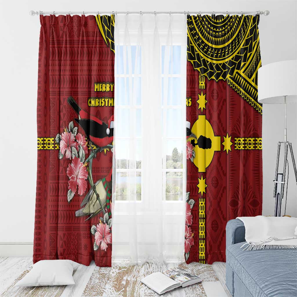 Rotuma Christmas Window Curtain Rotuma Myzomela Birds With Hibiscus Flowers - Polynesian Pride