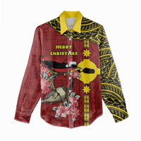 Rotuma Christmas Women Casual Shirt Rotuma Myzomela Birds With Hibiscus Flowers - Polynesian Pride