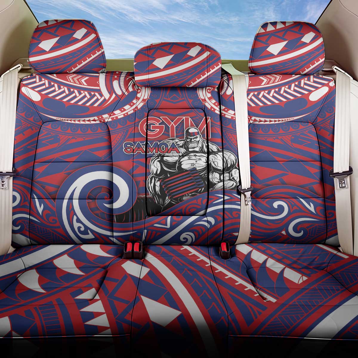 Samoa Gym Back Car Seat Cover Muscle Samoan Tribal Waves - Polynesian Pride