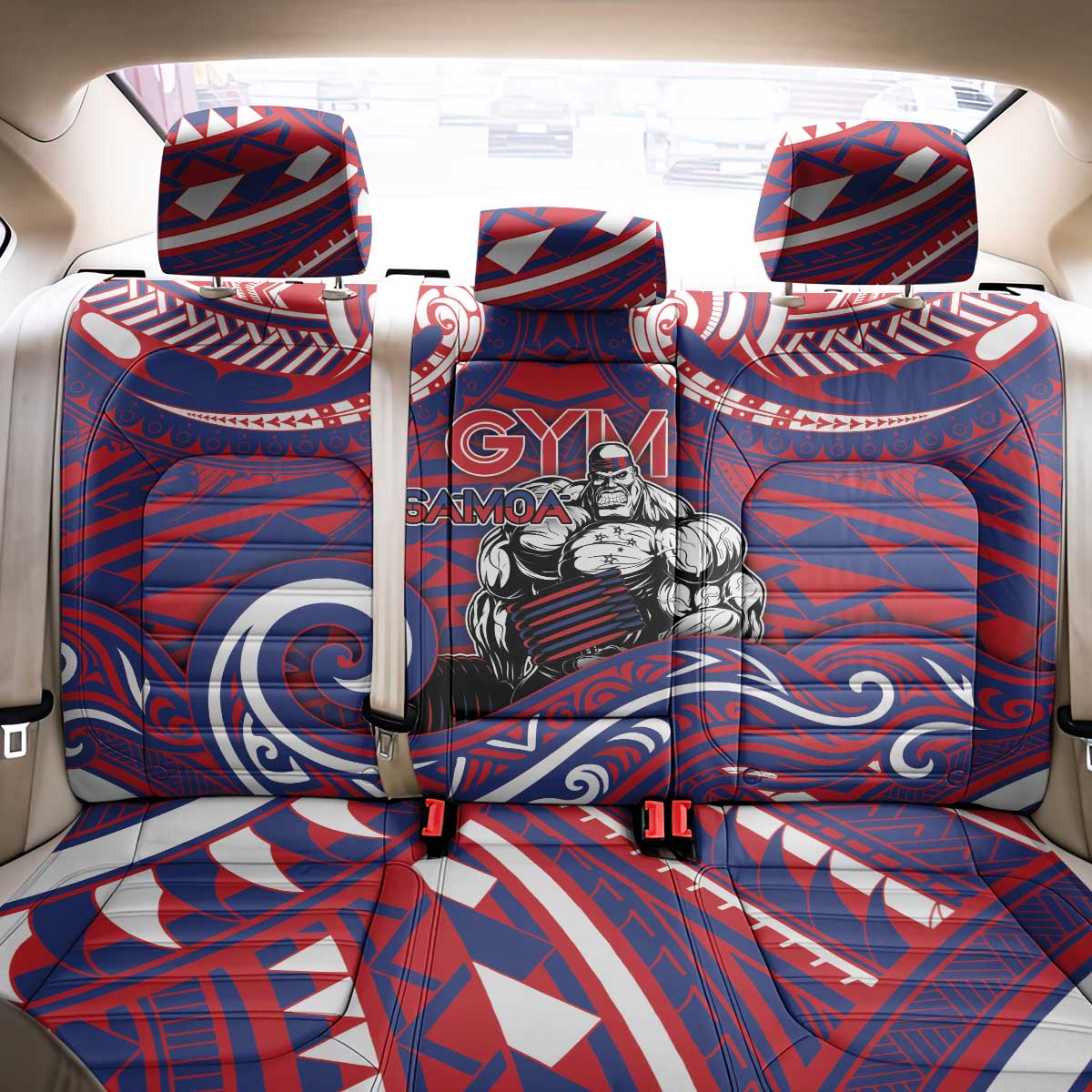 Samoa Gym Back Car Seat Cover Muscle Samoan Tribal Waves - Polynesian Pride