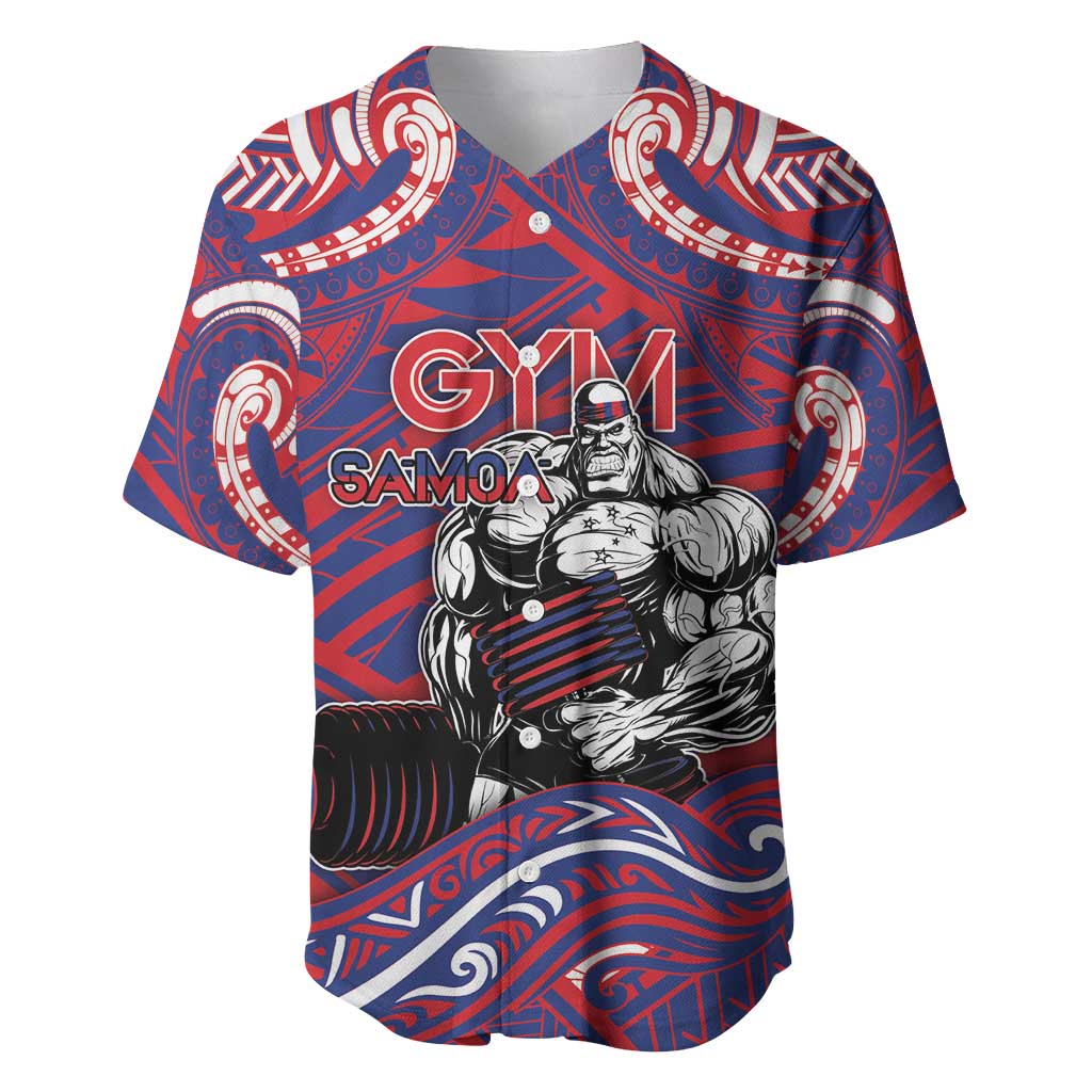 Personalised Samoa Gym Baseball Jersey Muscle Samoan Tribal Waves - Polynesian Pride