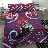 Samoa Gym Bedding Set Muscle Samoan Tribal Waves - Polynesian Pride