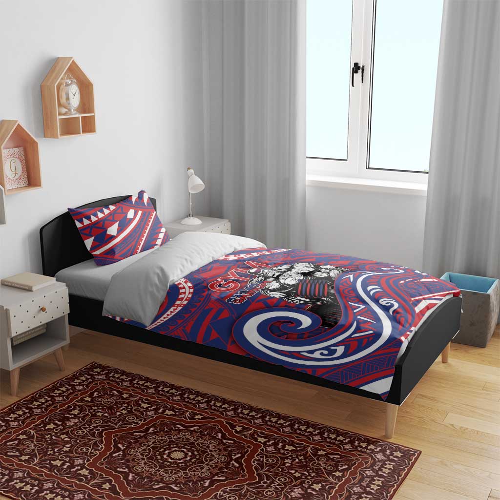 Samoa Gym Bedding Set Muscle Samoan Tribal Waves - Polynesian Pride