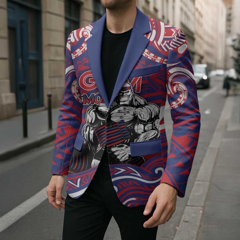 Personalised Samoa Gym Blazer Muscle Samoan Tribal Waves - Polynesian Pride