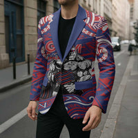 Personalised Samoa Gym Blazer Muscle Samoan Tribal Waves - Polynesian Pride