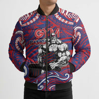 Personalised Samoa Gym Bomber Puffer Jacket Muscle Samoan Tribal Waves - Polynesian Pride