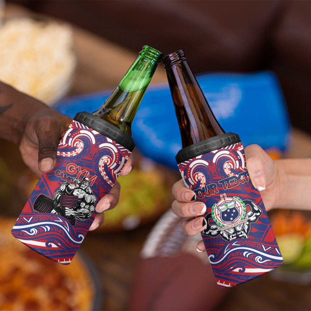 Personalised Samoa Gym 4 in 1 Can Cooler Tumbler Muscle Samoan Tribal Waves - Polynesian Pride