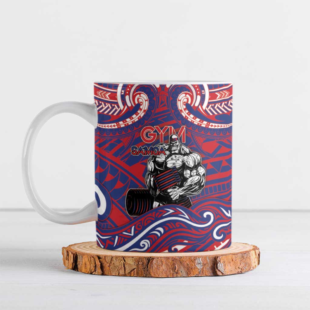 Personalised Samoa Gym Ceramic Mug Muscle Samoan Tribal Waves - Polynesian Pride