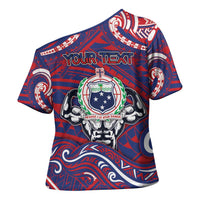 Personalised Samoa Gym Cross Shoulder Shirt Muscle Samoan Tribal Waves - Polynesian Pride