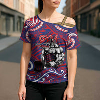 Personalised Samoa Gym Cross Shoulder Shirt Muscle Samoan Tribal Waves - Polynesian Pride