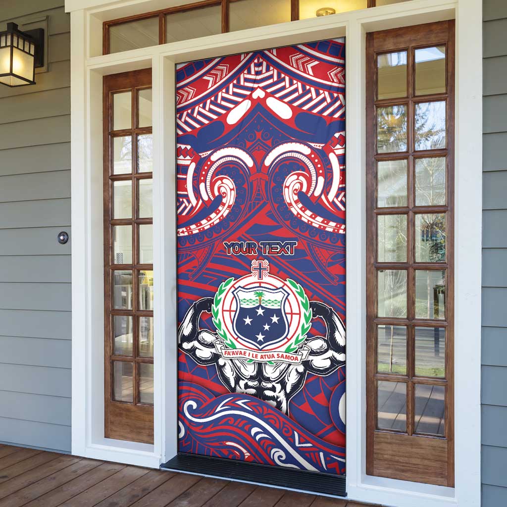 Personalised Samoa Gym Door Cover Muscle Samoan Tribal Waves - Polynesian Pride